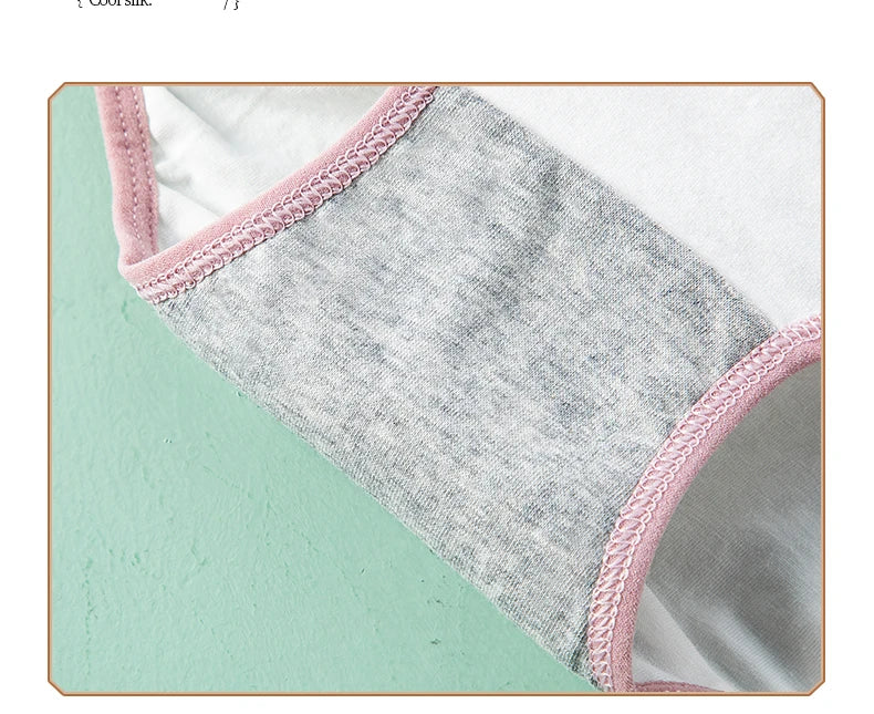 4Pcs/Set Women's Cotton Panties High Waist Printed Slim Briefs Breathable Underwear Soft Pantys Plus Size Sexy Ladies Lingerie