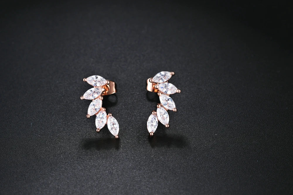 ZHOUYANG Stud Earrings For Women Cubic Zirconia Angel Wings RoseGold Color / Silver Color Fashion Jewelry KC164 KC165 KC173