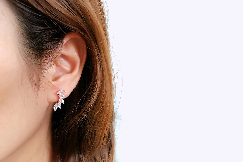 ZHOUYANG Stud Earrings For Women Cubic Zirconia Angel Wings RoseGold Color / Silver Color Fashion Jewelry KC164 KC165 KC173