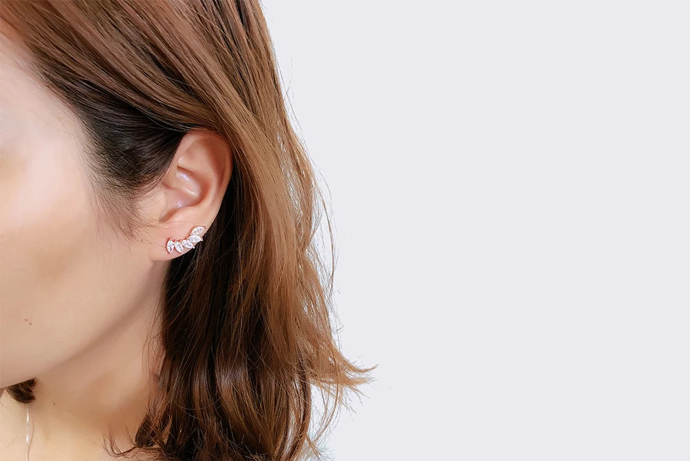 ZHOUYANG Stud Earrings For Women Cubic Zirconia Angel Wings RoseGold Color / Silver Color Fashion Jewelry KC164 KC165 KC173