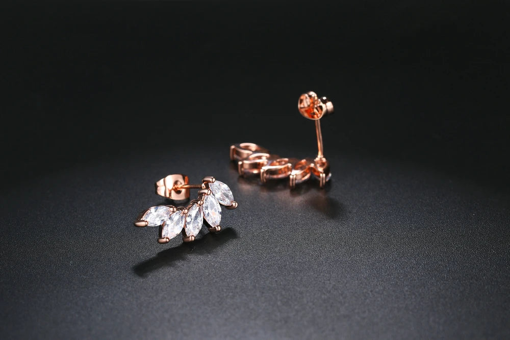 ZHOUYANG Stud Earrings For Women Cubic Zirconia Angel Wings RoseGold Color / Silver Color Fashion Jewelry KC164 KC165 KC173