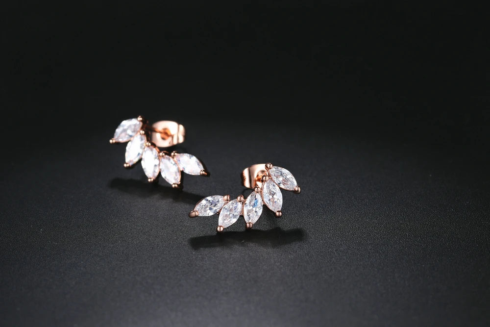 ZHOUYANG Stud Earrings For Women Cubic Zirconia Angel Wings RoseGold Color / Silver Color Fashion Jewelry KC164 KC165 KC173