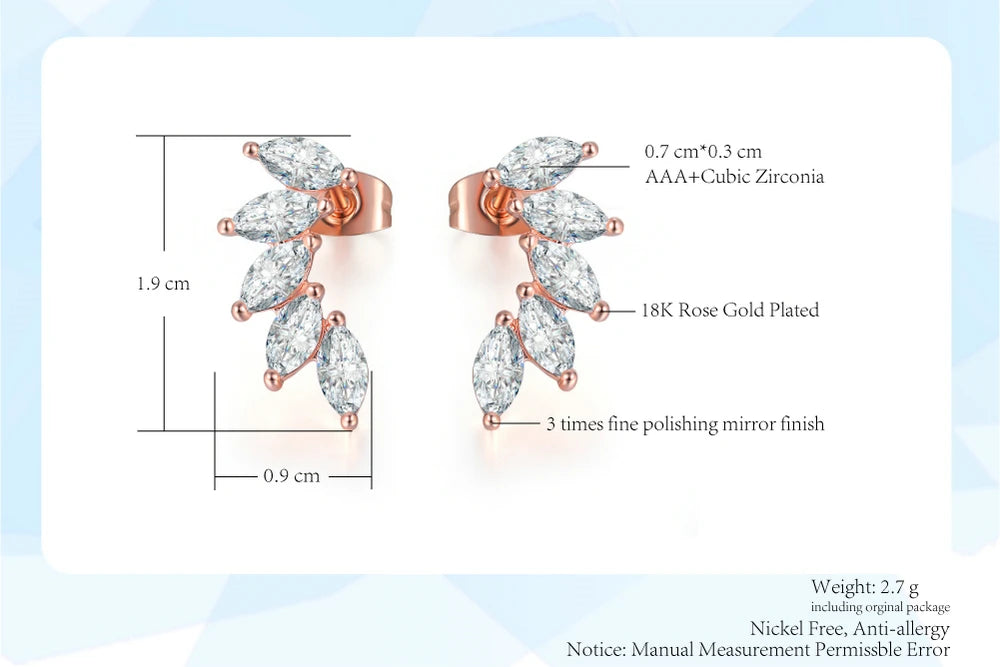 ZHOUYANG Stud Earrings For Women Cubic Zirconia Angel Wings RoseGold Color / Silver Color Fashion Jewelry KC164 KC165 KC173