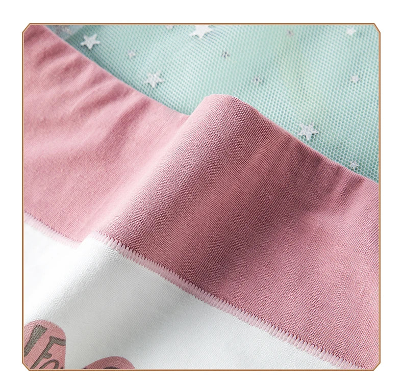 4Pcs/Set Women's Cotton Panties High Waist Printed Slim Briefs Breathable Underwear Soft Pantys Plus Size Sexy Ladies Lingerie