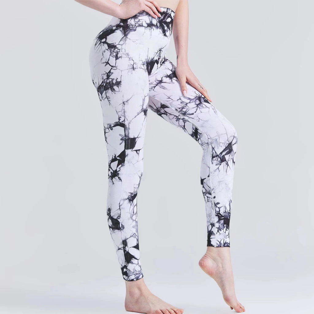 Women Tie Dye Seamless Leggings Push Up Sports Fitness Scrunch Yoga Running Pants Butt Lifting Elastic Tights Leggins Nylon