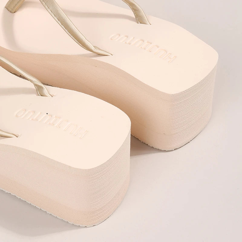 Lightweight Wedges Flip Flops for Women 2025 Summer Thick Bottom Beach Slippers Woman Comfortable Clip Toe Sandals Female