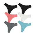 6Pcs/Set Women Cotton Thongs Female Ribbed Panties Low Rise G-String Sexy Underwear Solid Color Bikini Soft S-XL Intimates