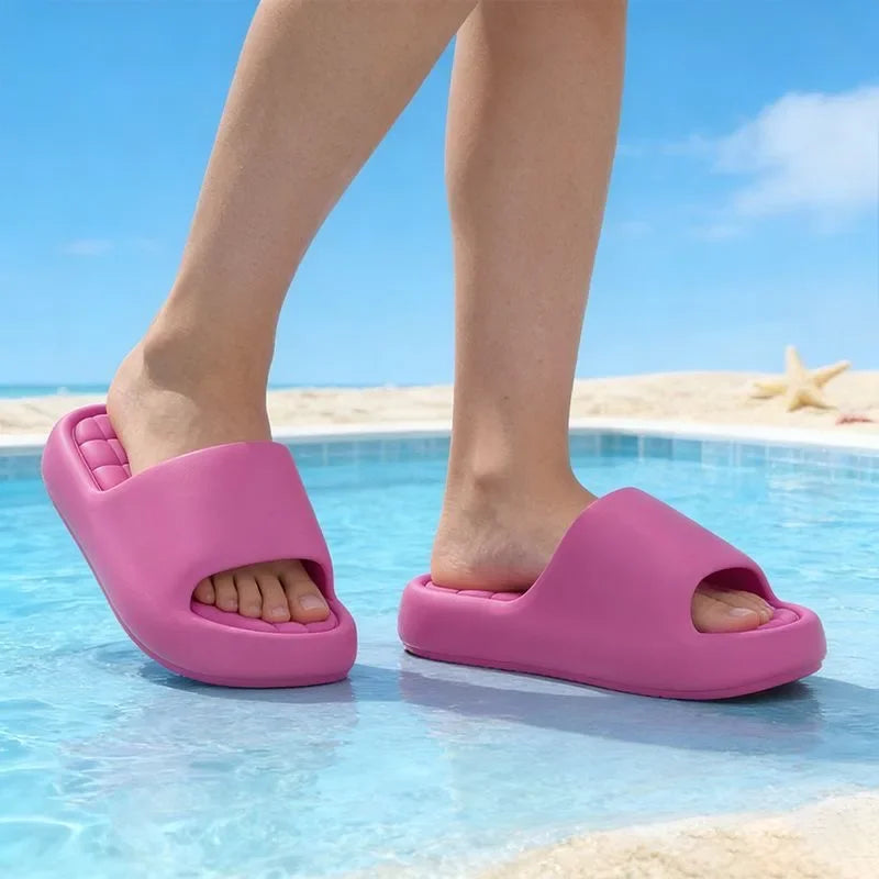 Candy Color Soft Bottom EVA Slippers Women Summer 2026 Thick Platform Comfortable Cloud Slippers Woman Outdoor Beach Sandals 45