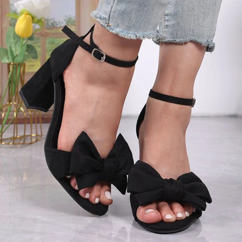 Party Bowknot High Heel Sandals for Women Adjustable Ankle Buckle Sandals Woman Spring Summer Open Toe White Sandalias Female