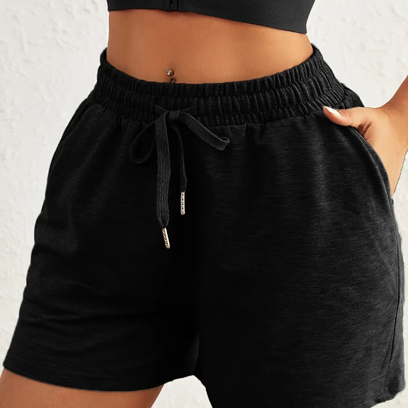 American Retro Women's Solid Color High Elastic Casual Shorts Summer New Men's and Women's Streetwear