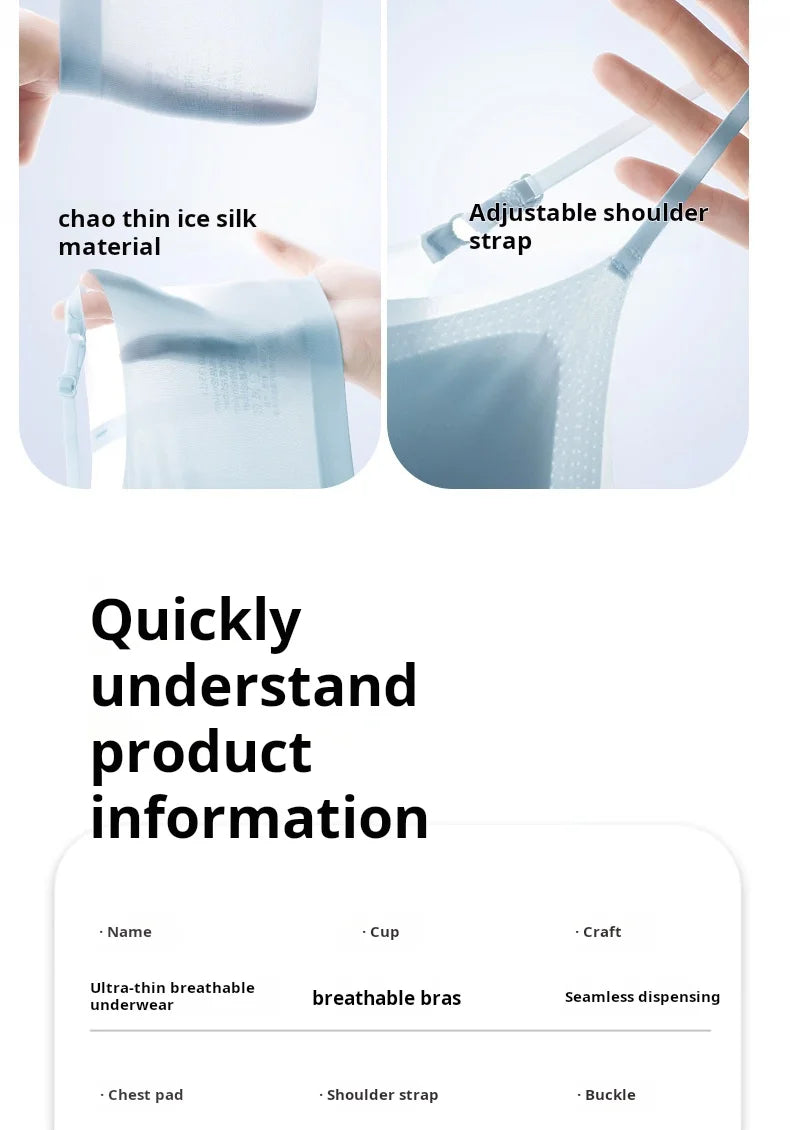 Summer Seamless Ultra-Thin Ice Silk Bra Women Sexy Push Up Bra Intimates Wireless Bralette Underwear Air Cooling Brassiere