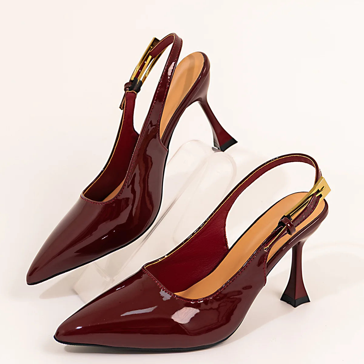 Woman Pumps Large Size Fashion Pointed Toe Shallow Buckle Strap Heels Sandals Sexy Slingbacks Leopard Stiletto High Heels Heels