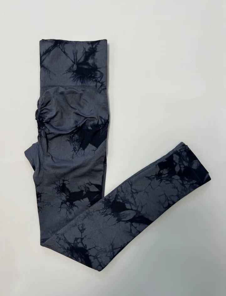 Women Tie Dye Seamless Leggings Push Up Sports Fitness Scrunch Yoga Running Pants Butt Lifting Elastic Tights Leggins Nylon