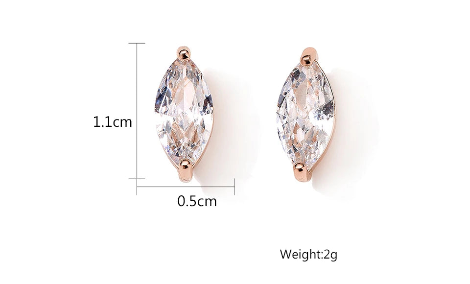 ZAKOL Marquise Cubic Zircon Stud Earring for Women Girls Ladies Fashion Silver Gold Color Daily Ear Accessories