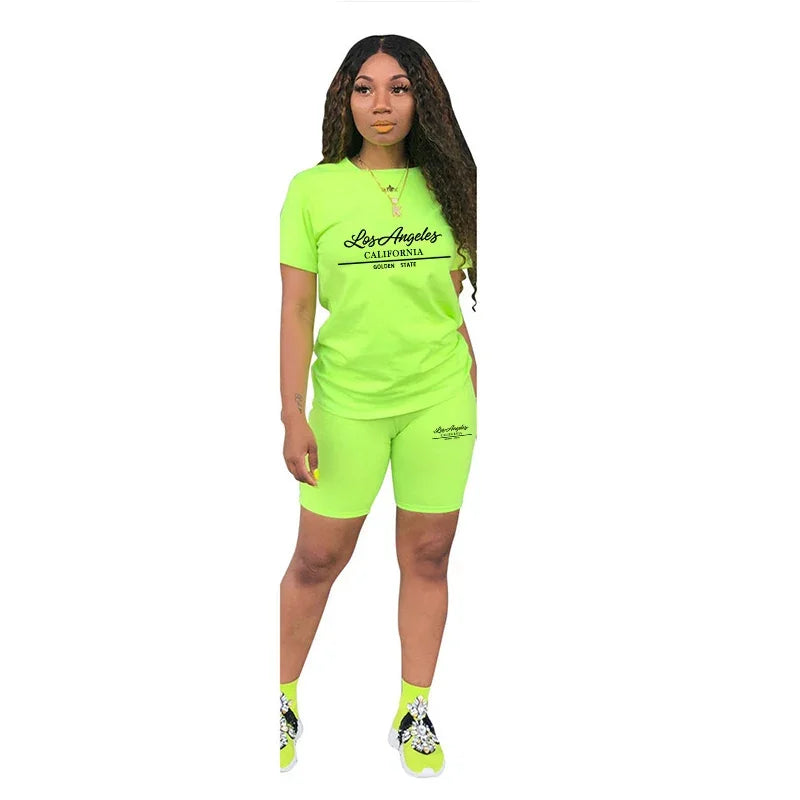 Daily Short Sleeve Hot Sales Comfort Quality Casual Woman Clothing Summer Two Piece Set Women Tracksuit T-Shirts O-Neck Shorts
