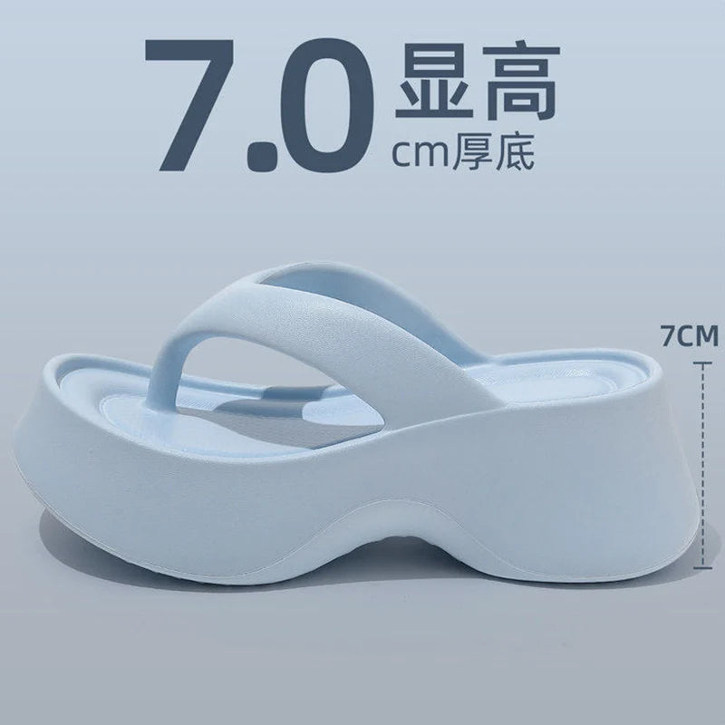 2026 Summer Chunky Heel Flip Flops Women Fashion Clip Toe Thick Platform Slippers Woman Non Slip Increase Thick Bottom Sandals