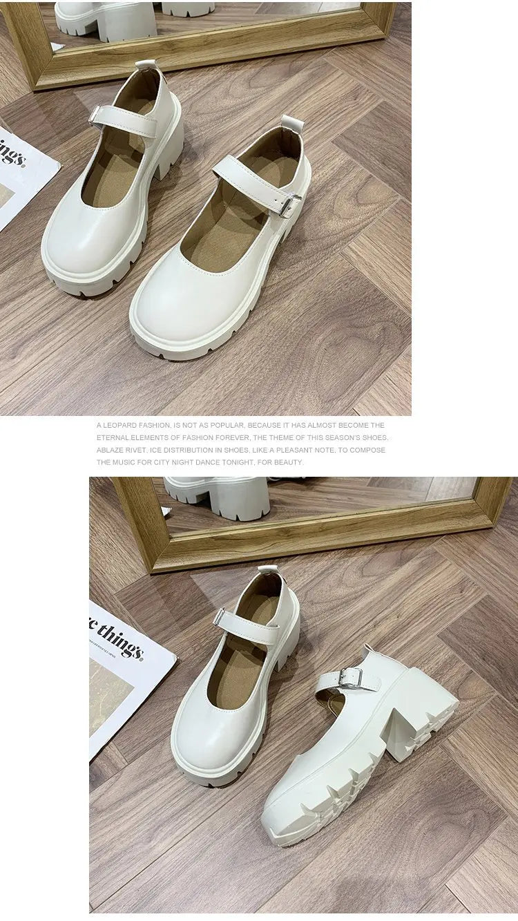 Lolita Shoes Japanese Girl Platform Black high heels fashion Round Toe Mary Jane Women Patent faux Leather Student Cosplay Shoes
