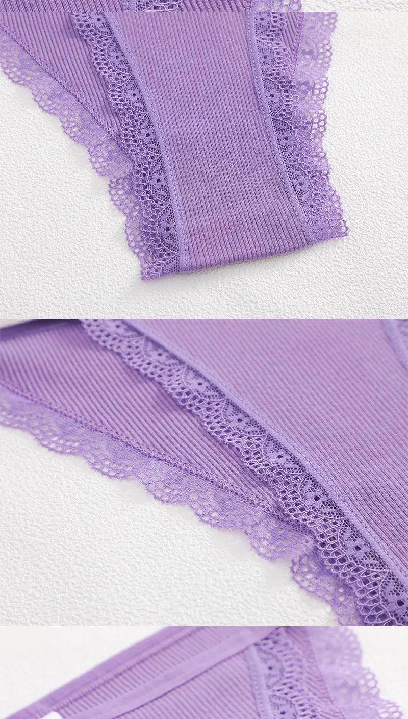 FIENTOO 6PCS Sexy Low-Waist Briefs Lace Cotton Panties for Women Female Soft Underwear Girls Elastic Intimates Sexy Lingerie