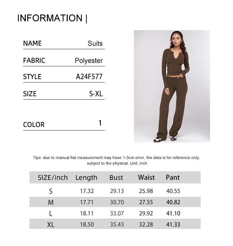 Women's Solid Color Two-Piece Pajamas Set Long Sleeve Pullover Comfortable Shirt Drawstring Waist Cinching Pants Loungewear