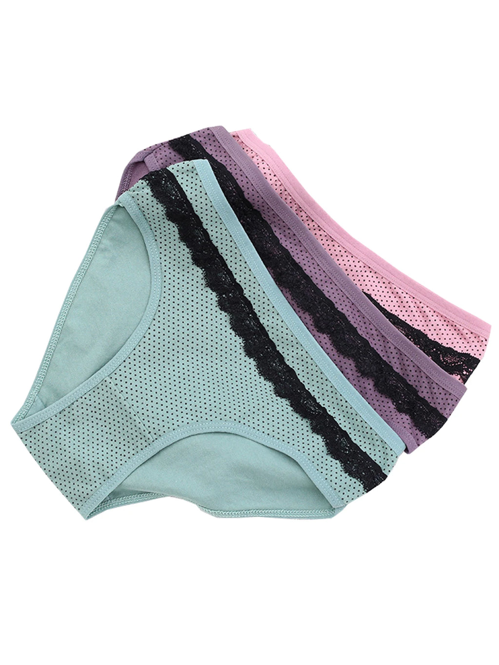 5 Pieces of Women's Sexy Underpants Student Cute Mid Waist Underpants Breathable and Soft Lace Edge Decorative Underwear Sexy