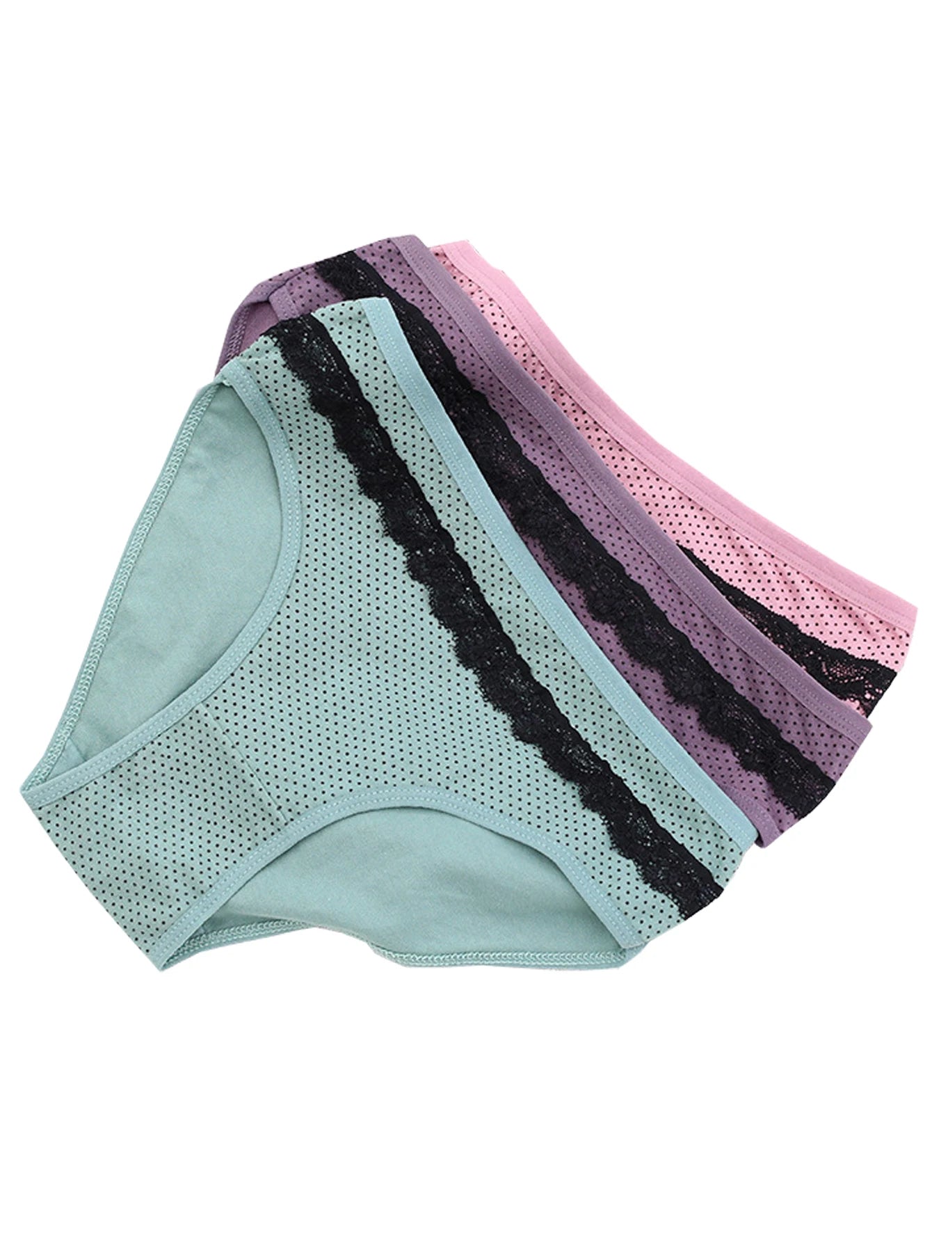 5 Pieces of Women's Sexy Underpants Student Cute Mid Waist Underpants Breathable and Soft Lace Edge Decorative Underwear Sexy