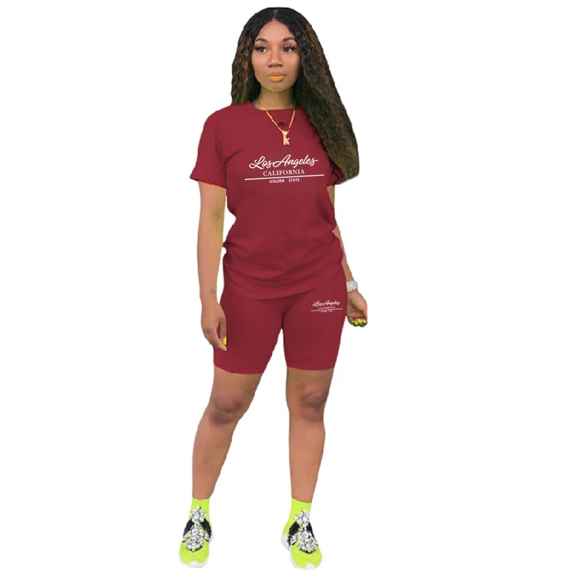 Daily Short Sleeve Hot Sales Comfort Quality Casual Woman Clothing Summer Two Piece Set Women Tracksuit T-Shirts O-Neck Shorts