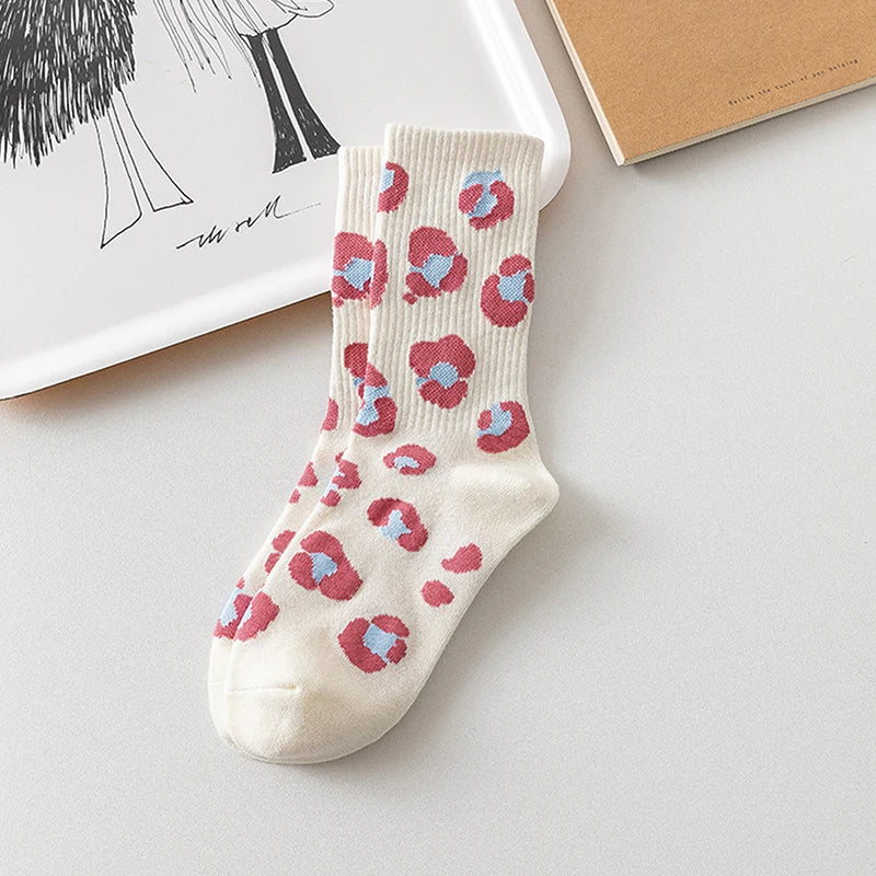Cute Harajuku Strawberry Love Sweet Socks Middle Tube Breathable Fashion Autumn And Winter Casual Socks