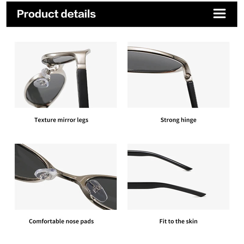 Women‘s Small Oval Sunglasses UV400 Protection Mini Shades Y2K Retro Tiny Slim Oval Frame Glasses for Men Women Daily Wear