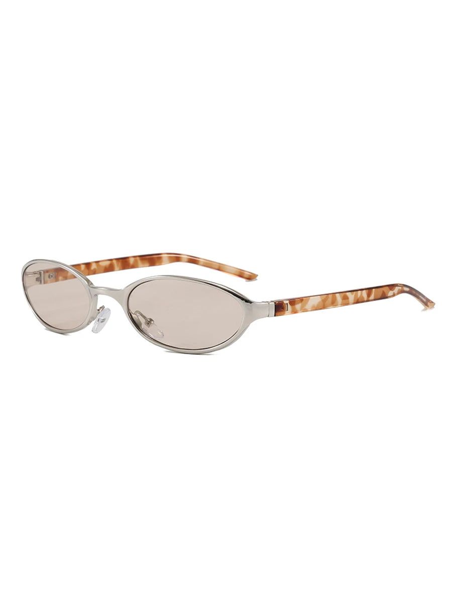 Women‘s Small Oval Sunglasses UV400 Protection Mini Shades Y2K Retro Tiny Slim Oval Frame Glasses for Men Women Daily Wear