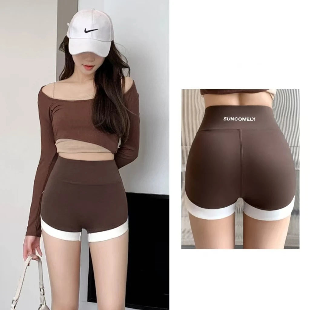 Hearuisavy Running Sports Shorts Women Buttock Lift Gym Leggings Women Cycling Slim Fit Workout Shorts High Waist Yoga Shorts