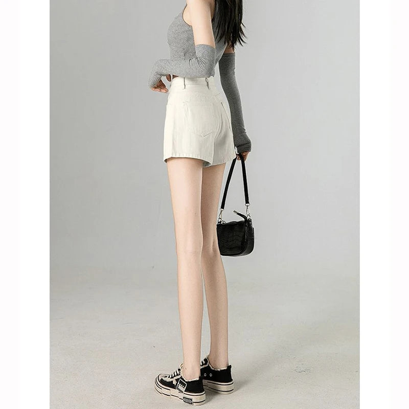 Summer Hot Sale Lady Ins Korean Thin Jeans Girls Fashion Solid High Waist Denim Shorts Women Classic Baggy Short Pants