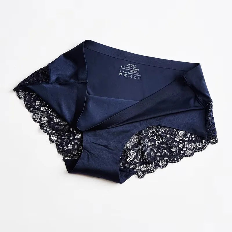 1/3PCS/Set Women's Panties Lace Underwear Sexy Lingerie Ice Silk Briefs Soft Seamless Underpants
