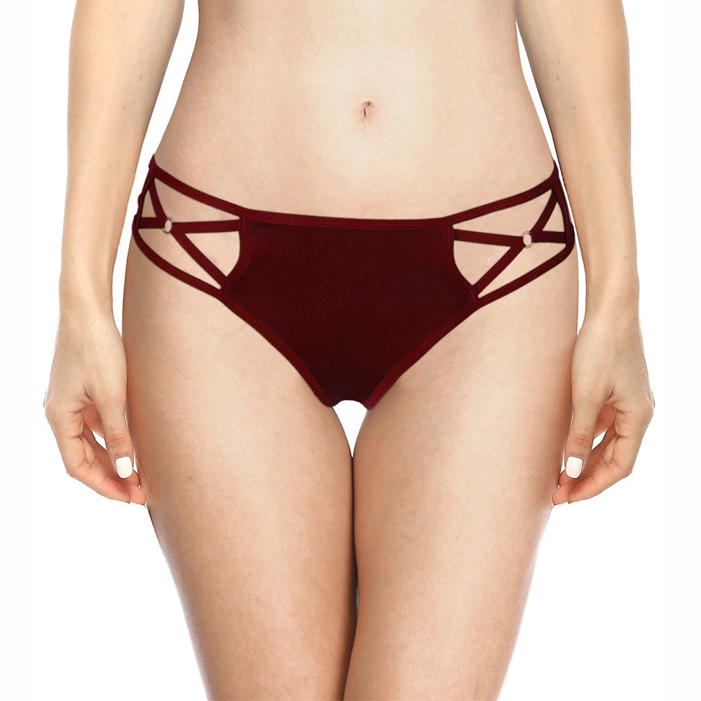 Anfilia Women Panties Sexy Low Waist Tanga Bandage Cross Hollow Out Cotton Soft Breathable Thongs