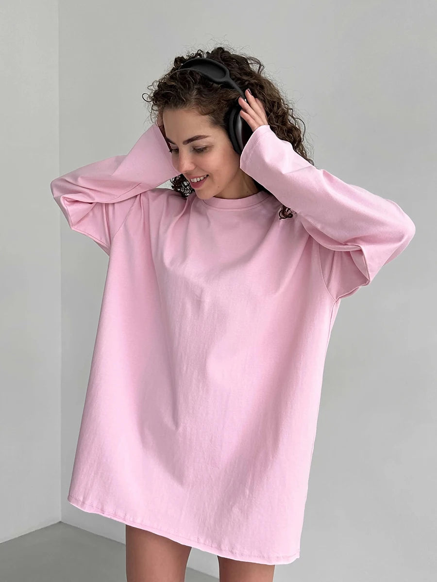 Blubelle Women Autumn 100% Cotton T-shirt Bottoming Spring Basic Fashionable Solid Lady Long Sleeve Loose Tops Shirts