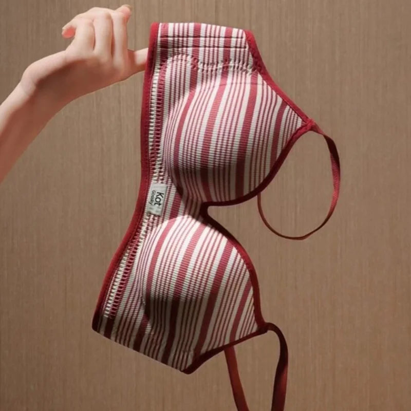 Striped Sexy Gathering, Large Thickened Cup, No Empty Cup, No Mark, No Steel Ring, Lingerie for Women