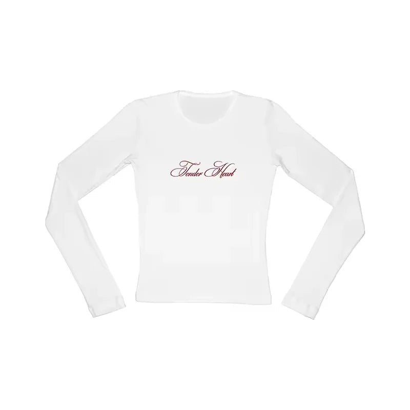 Y2K Gothic Letters Printed Casual Long Sleeve T-Shirt Harajuku Retro Punk Rock Hip Hop Aesthetic Top Women's Streetwear Emo Girl
