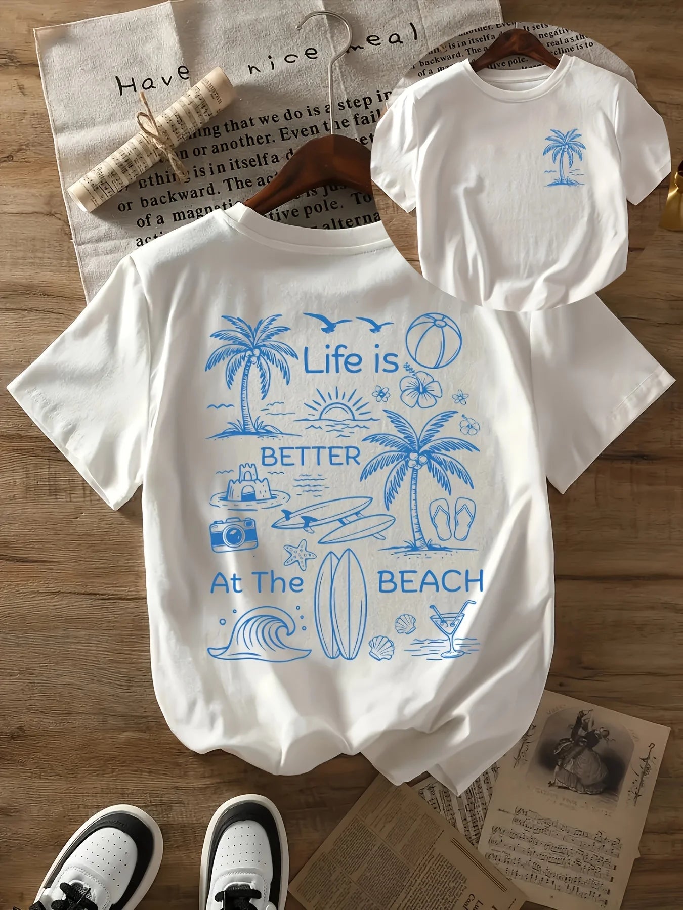 Casual Beach T-Shirt "Life Is Better At The Beach" Palm Tree Ocean Graphic Short Sleeve Crew Neck Top Aesthetic Clothes