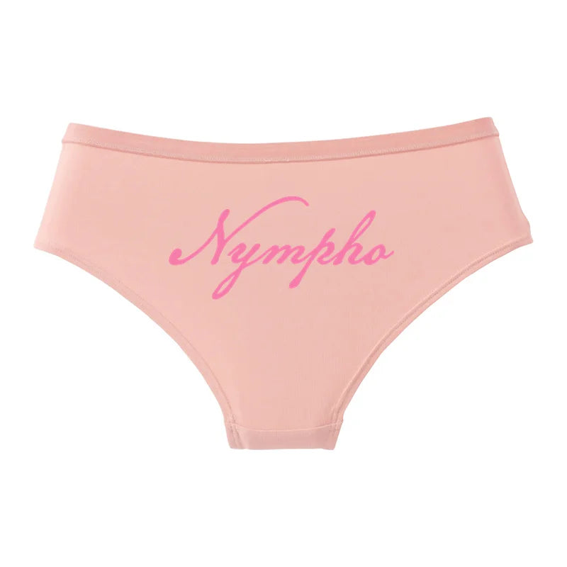 NYMPHO Gold Letter Print Underwear Cute Girl Briefs Female Soft Cotton Panties Sexy Lingeries For Women Ladies Underpants