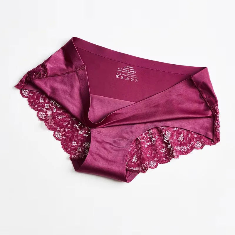 1/3PCS/Set Women's Panties Lace Underwear Sexy Lingerie Ice Silk Briefs Soft Seamless Underpants