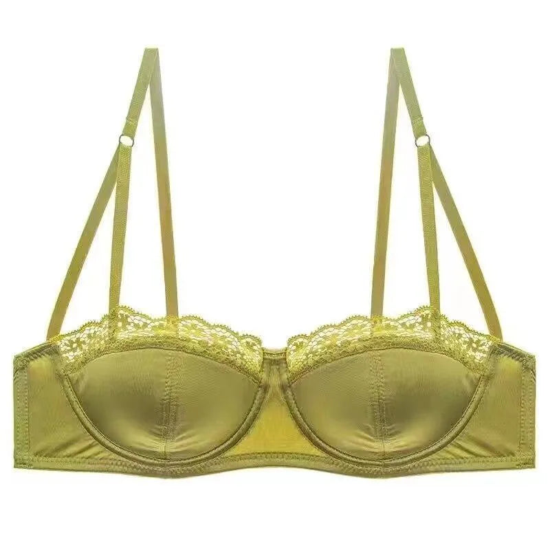 Sexy French Half Cup Invisible Bra Set Soft Underwire Minimizer Push Up Lingerie Set S-XL Comfort Breathable Anti Sag Stylish