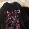 Women's Y2K Japanese Harajuku Graphic T-Shirt Kawaii Anime Print Oversized Grunge Top for Casual Wear Graphic T Shirts