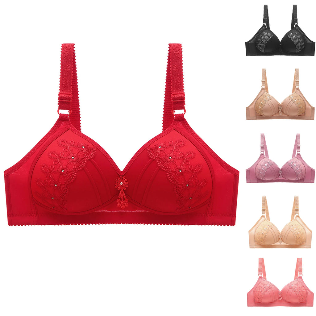 Women Bralette No Underwire Adjustable Shoulder Strap Breathable Push Up Middle-aged Ladies Wireless Bra Female Soft Underwere