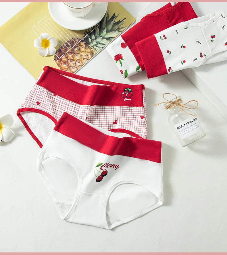 4Pcs Women Cotton Panties High Waist Underwear Print Ladies Briefs Soft Underpants Breathable Plus Size M-4XL Sexy Lingerie
