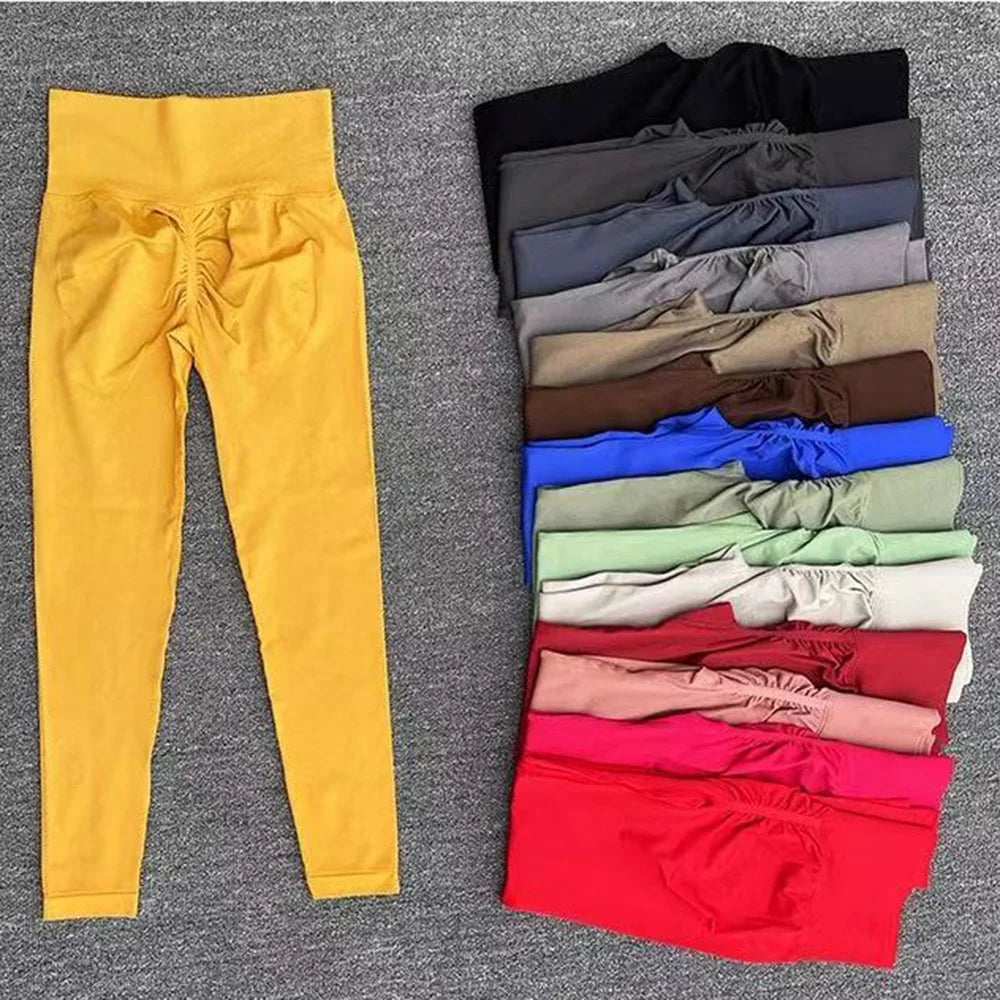 Seamless Sport Yoga High Waist Pants Leggings Sport See Through Yoga Gym Running Quick Dry Pants Scrunch Butt Pants
