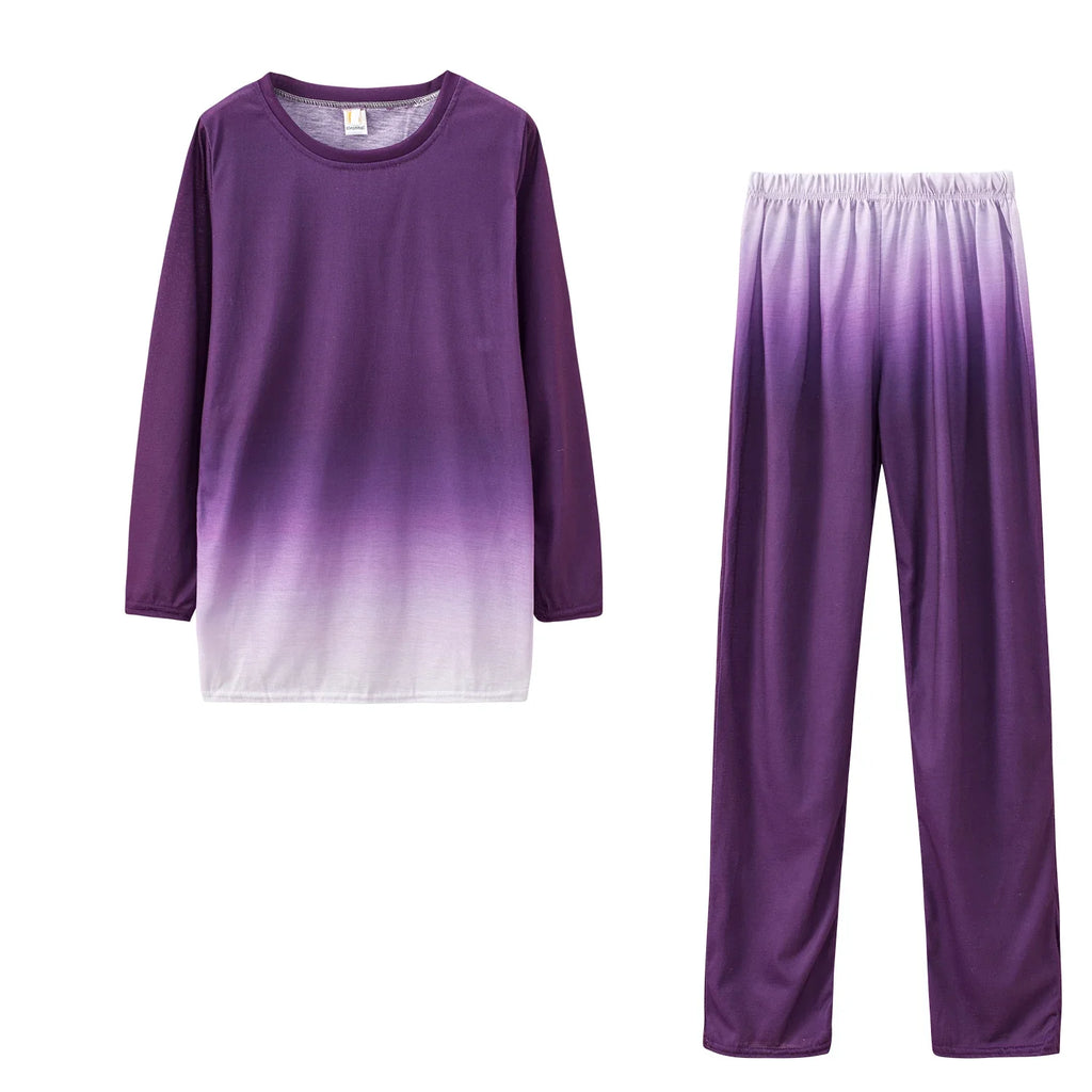 2025 Women's Casual Two-Piece Suit, Gradual Change Long Sleeved Trousers Sports Trend