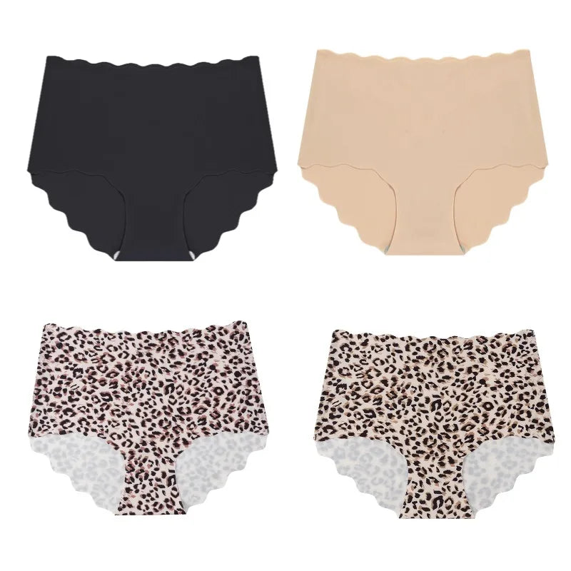 BZEL 4PCS Women's Panties Seamless Female Sexy Lingerie High-Waist Briefs Ladies Breathable Leopard Plus Size Underpant Hot Sale