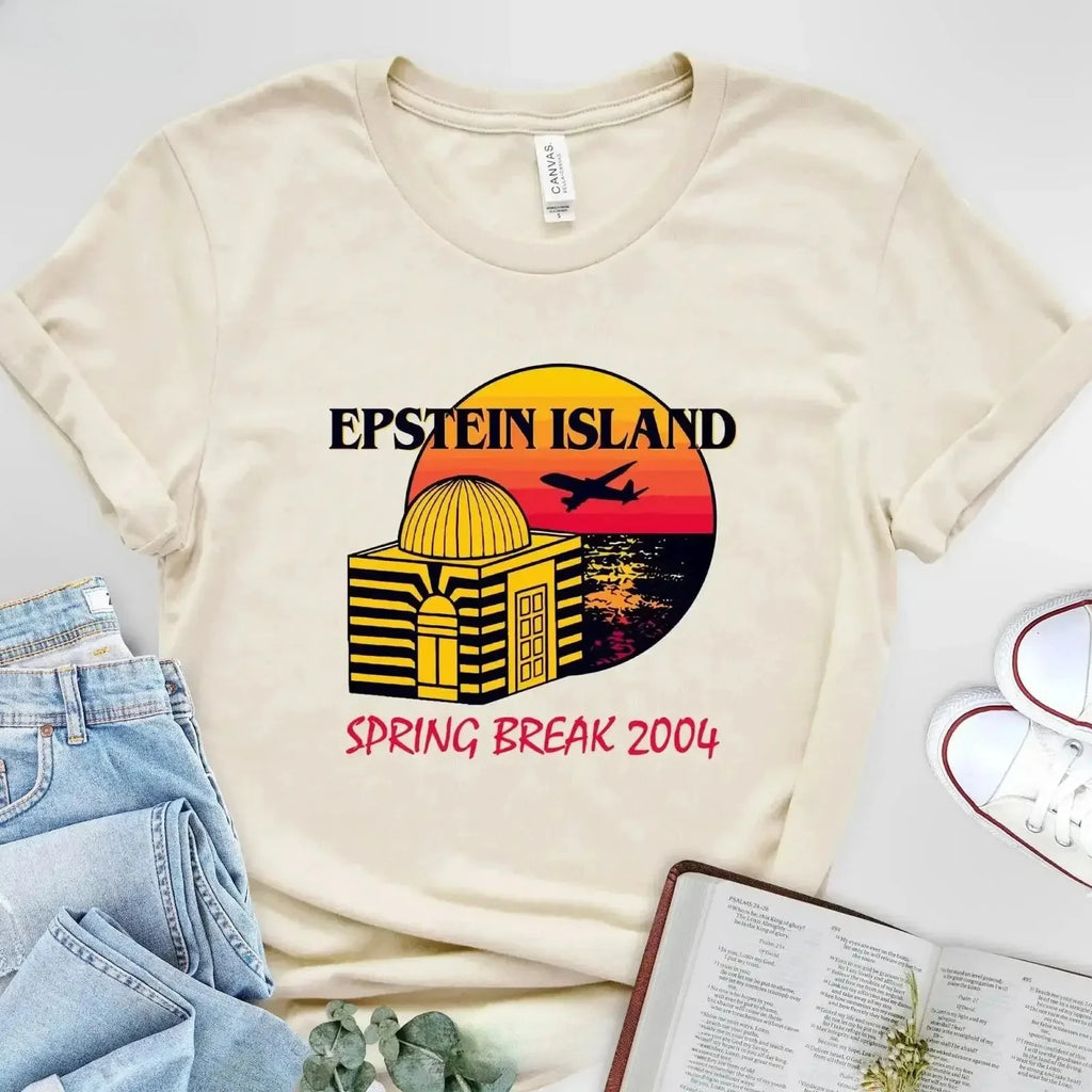 Epstein Island Spring Break 2004 T Shirt vintage Washed Unisex Comfortable streetwear graphic Casual Soft Top For Everyday Wear