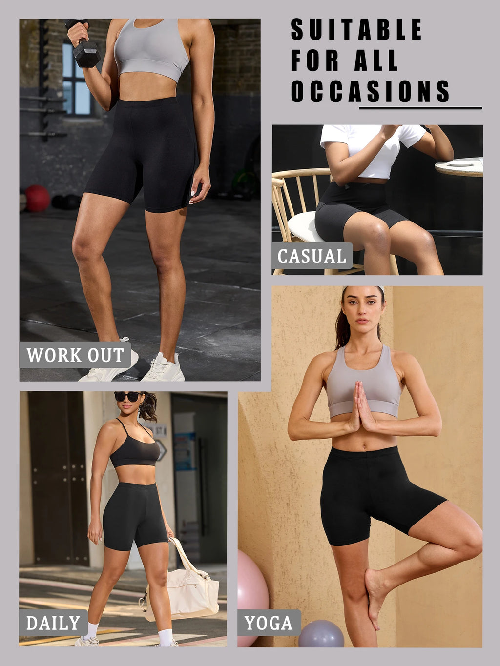 Women's Super Soft Biker Shorts High Stretchy No See Through Workout Running Yoga Athletic Gym Fitness Pants