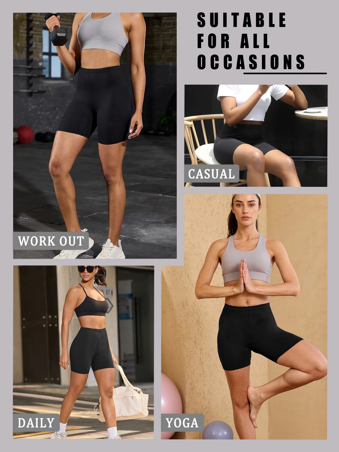 Women's Super Soft Biker Shorts High Stretchy No See Through Workout Running Yoga Athletic Gym Fitness Pants
