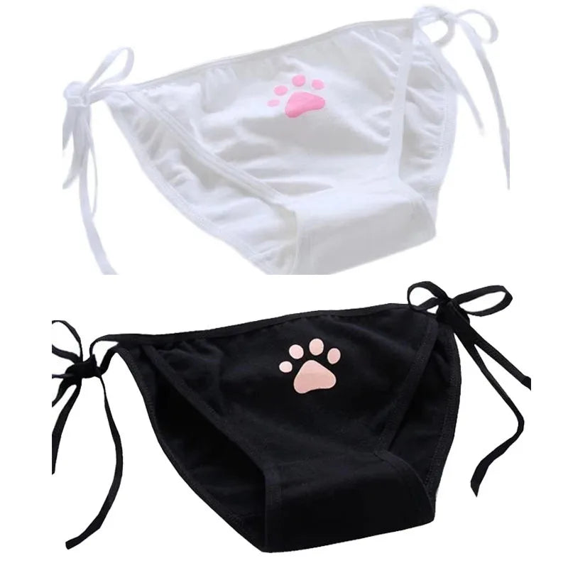 1-4Pcs Sexy Bandage Lolita Panties Low Waist Lingerie Cute Claw Women's Briefs Low Waist Animation Underwear Black,Pink,White